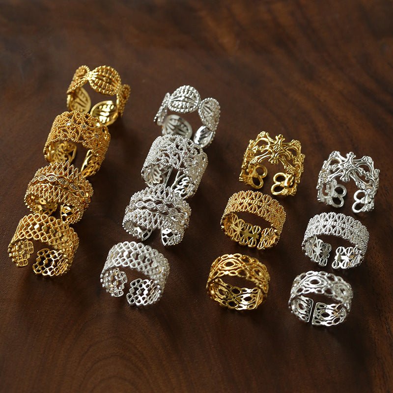 Vintage Palace Lace Filigree Zircon Open Ring - floysun