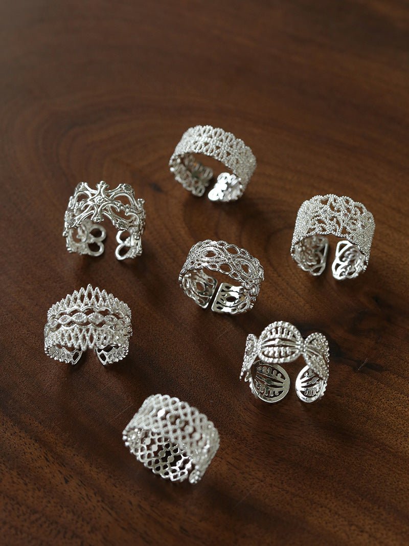 Vintage Palace Lace Filigree Zircon Open Ring - floysun