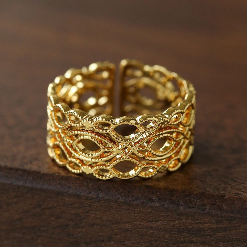 Vintage Palace Lace Filigree Zircon Open Ring - floysun