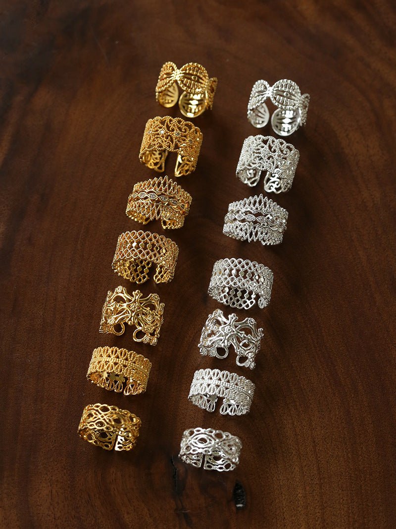 Vintage Palace Lace Filigree Zircon Open Ring - floysun