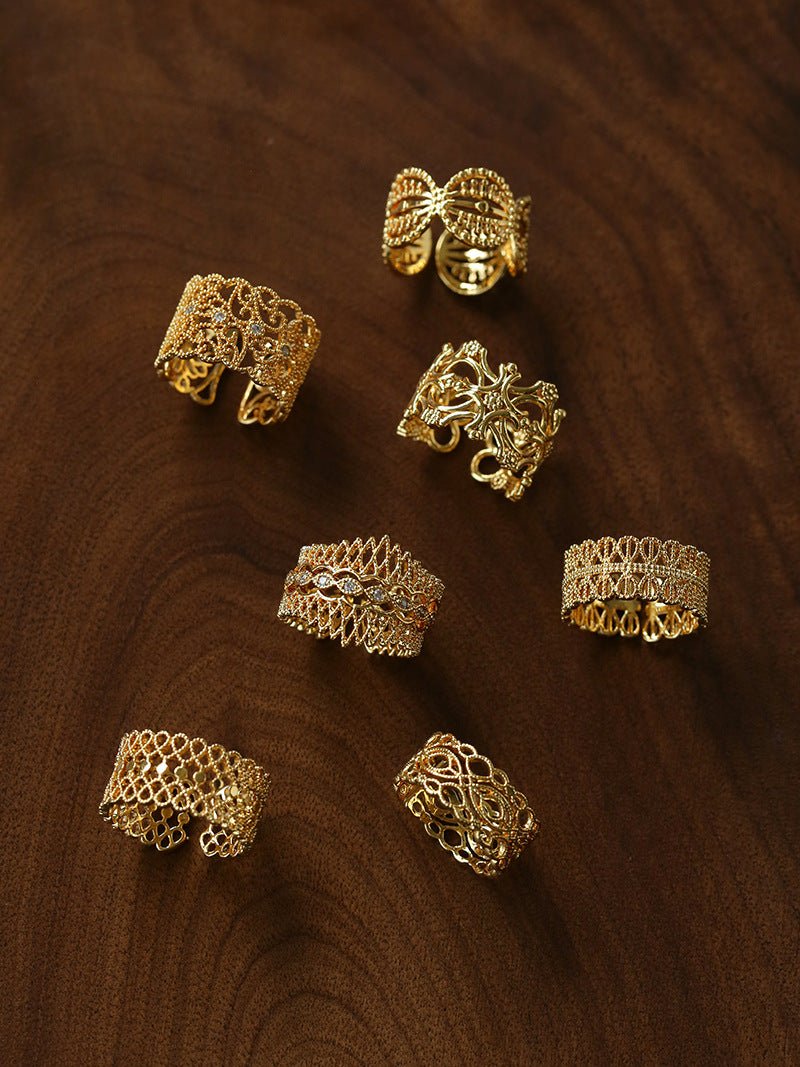 Vintage Palace Lace Filigree Zircon Open Ring - floysun