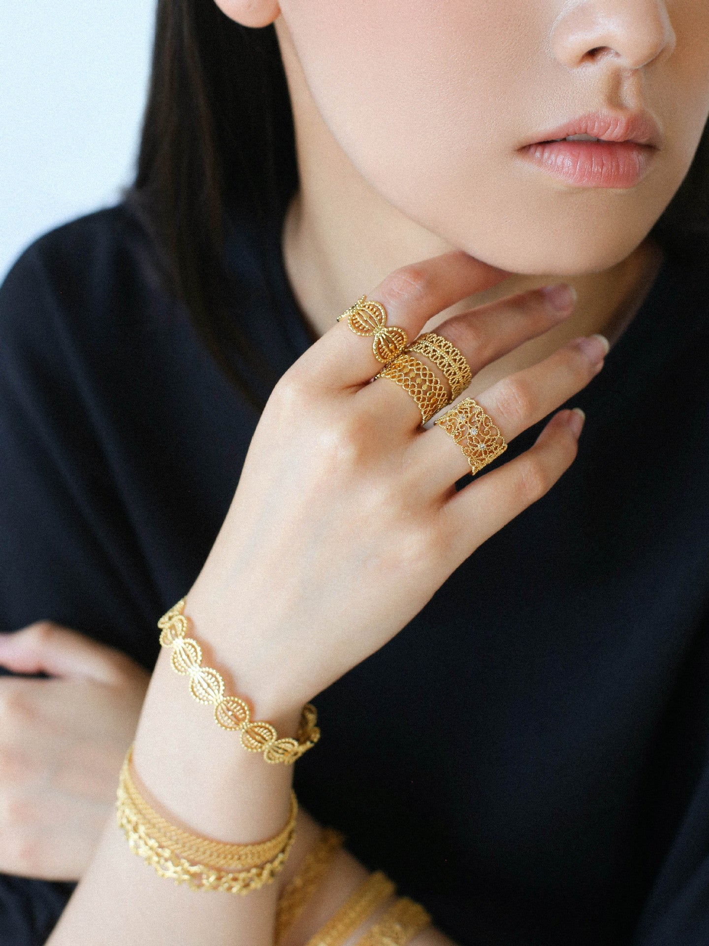 Vintage Palace Lace Filigree Zircon Open Ring - floysun