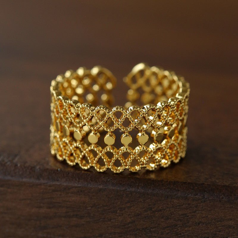 Vintage Palace Lace Filigree Zircon Open Ring - floysun