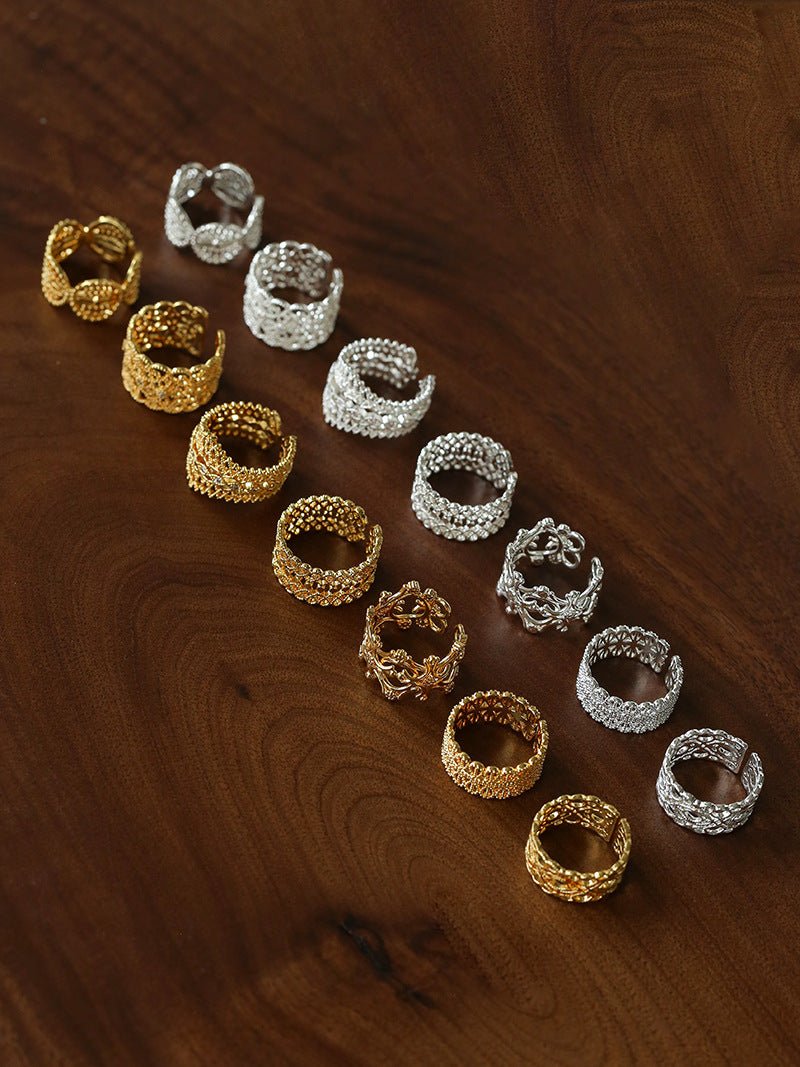 Vintage Palace Lace Filigree Zircon Open Ring - floysun