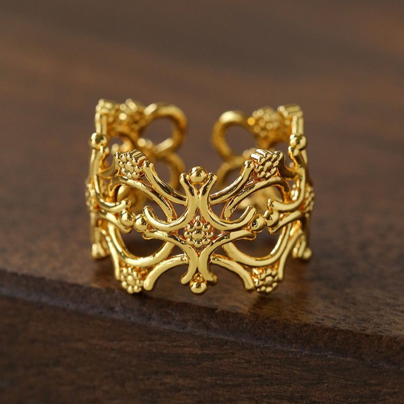Vintage Palace Lace Filigree Zircon Open Ring - floysun
