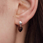 Vintage Palm & Red Tiger's Eye Heart Drop Earrings - floysun