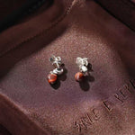 Vintage Palm & Red Tiger's Eye Heart Drop Earrings - floysun