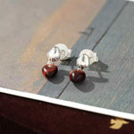 Vintage Palm & Red Tiger's Eye Heart Drop Earrings - floysun