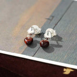 Vintage Palm & Red Tiger's Eye Heart Drop Earrings - floysun