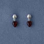 Vintage Palm & Red Tiger's Eye Heart Drop Earrings - floysun