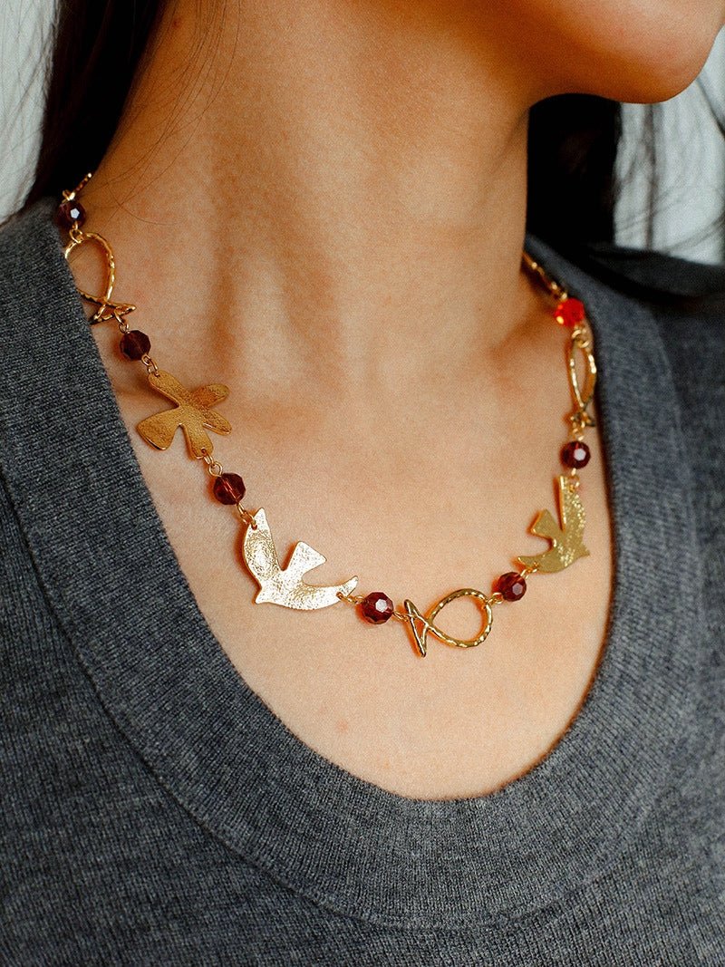 Vintage Peace Dove Pearl Necklace | Short & Long Layered Necklace - floysun