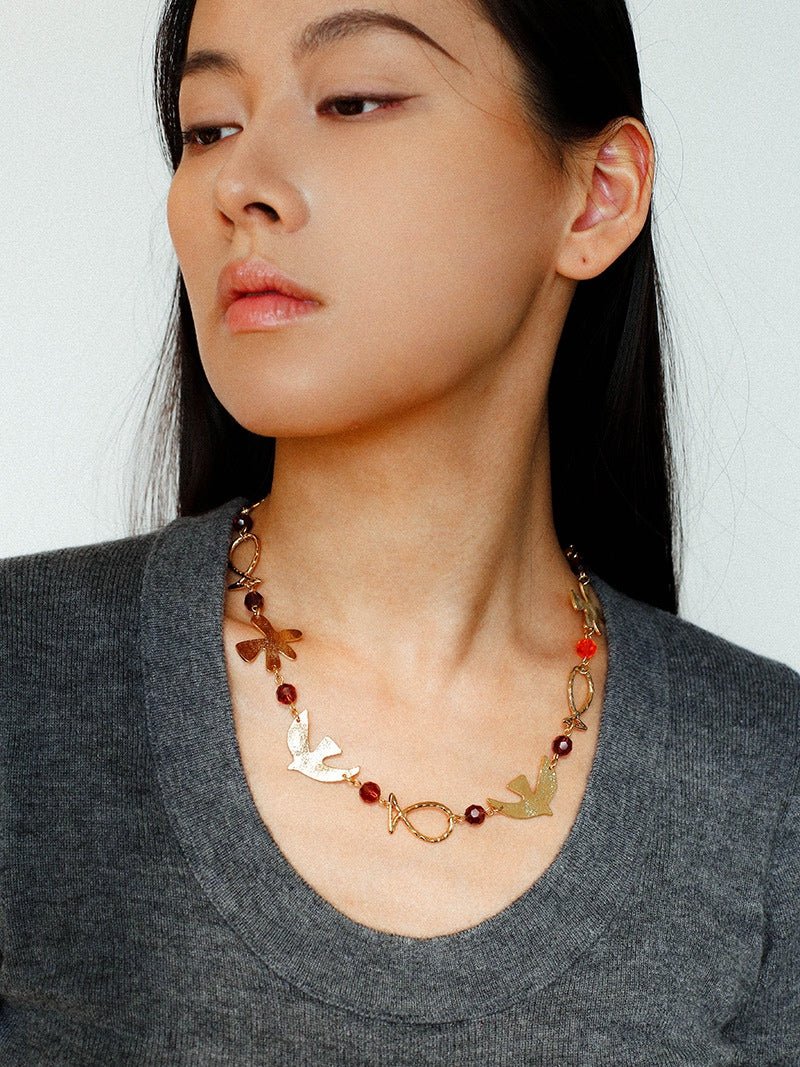 Vintage Peace Dove Pearl Necklace | Short & Long Layered Necklace - floysun