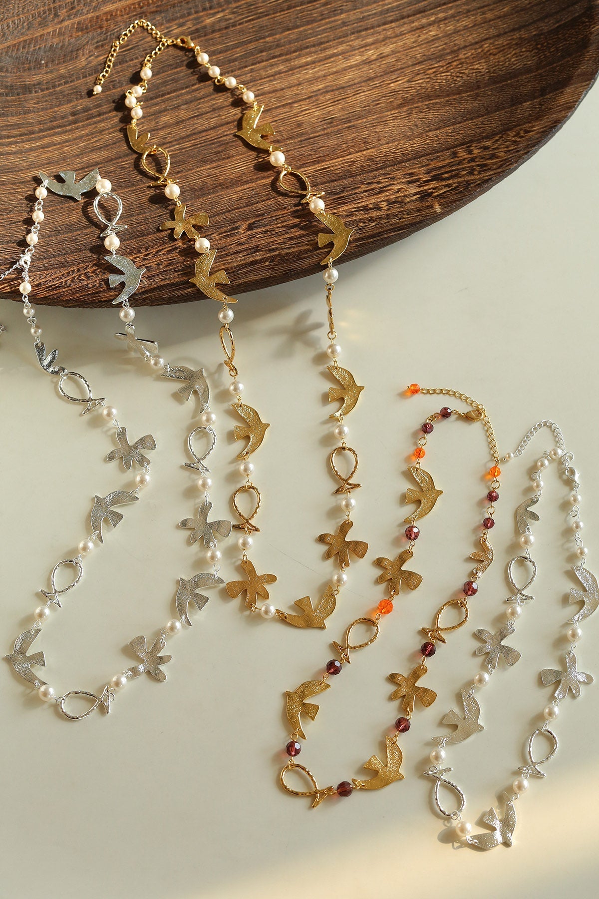Vintage Peace Dove Pearl Necklace | Short & Long Layered Necklace - floysun