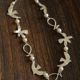Vintage Peace Dove Pearl Necklace | Short & Long Layered Necklace - floysun