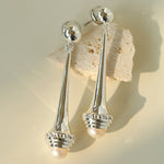 Vintage Pearl - Inlaid Slim Vase Earrings - floysun
