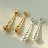 Vintage Pearl - Inlaid Slim Vase Earrings - floysun