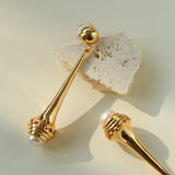 Vintage Pearl - Inlaid Slim Vase Earrings - floysun