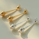 Vintage Pearl - Inlaid Slim Vase Earrings - floysun