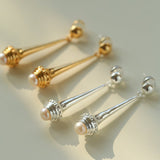 Vintage Pearl - Inlaid Slim Vase Earrings - floysun