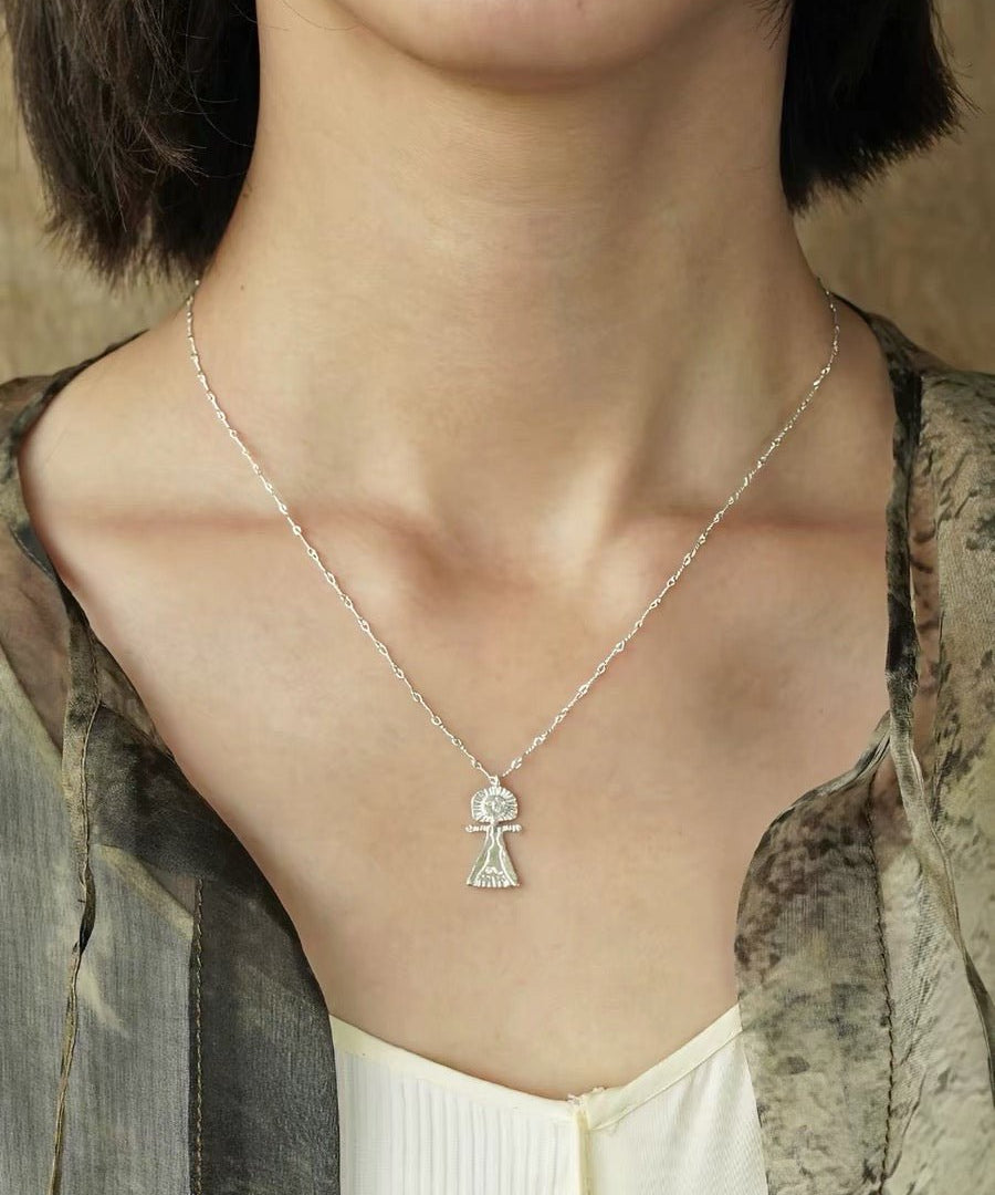 Vintage Poseidon 925 Sterling Silver Pendant Necklace - floysun