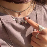 Vintage Red Tiger's Eye Charm Necklace | Heart Series Choker - floysun