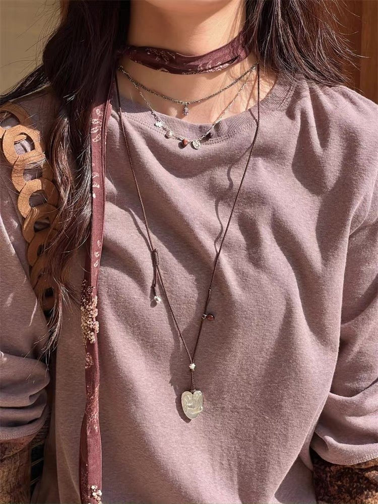Vintage Red Tiger's Eye Charm Necklace | Heart Series Choker - floysun