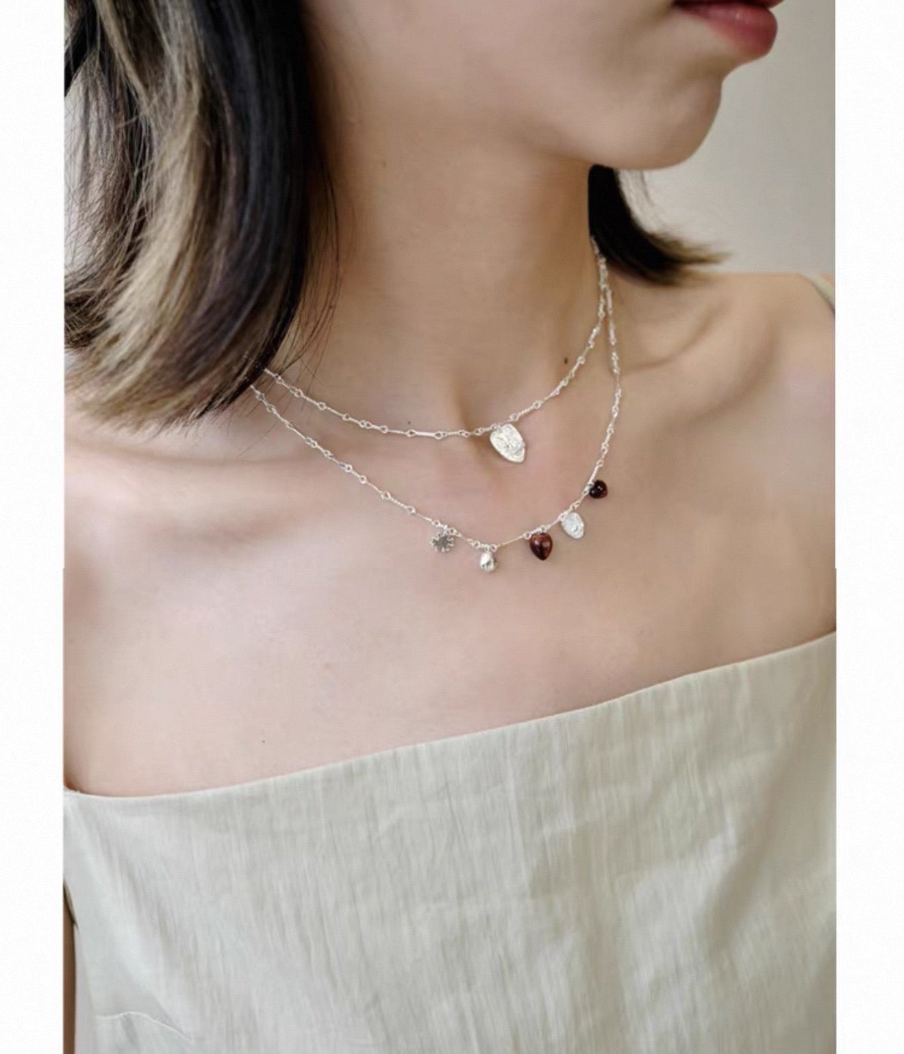 Vintage Red Tiger's Eye Charm Necklace | Heart Series Choker - floysun