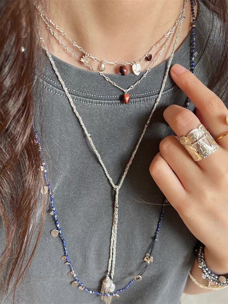 Vintage Red Tiger's Eye Charm Necklace | Heart Series Choker - floysun