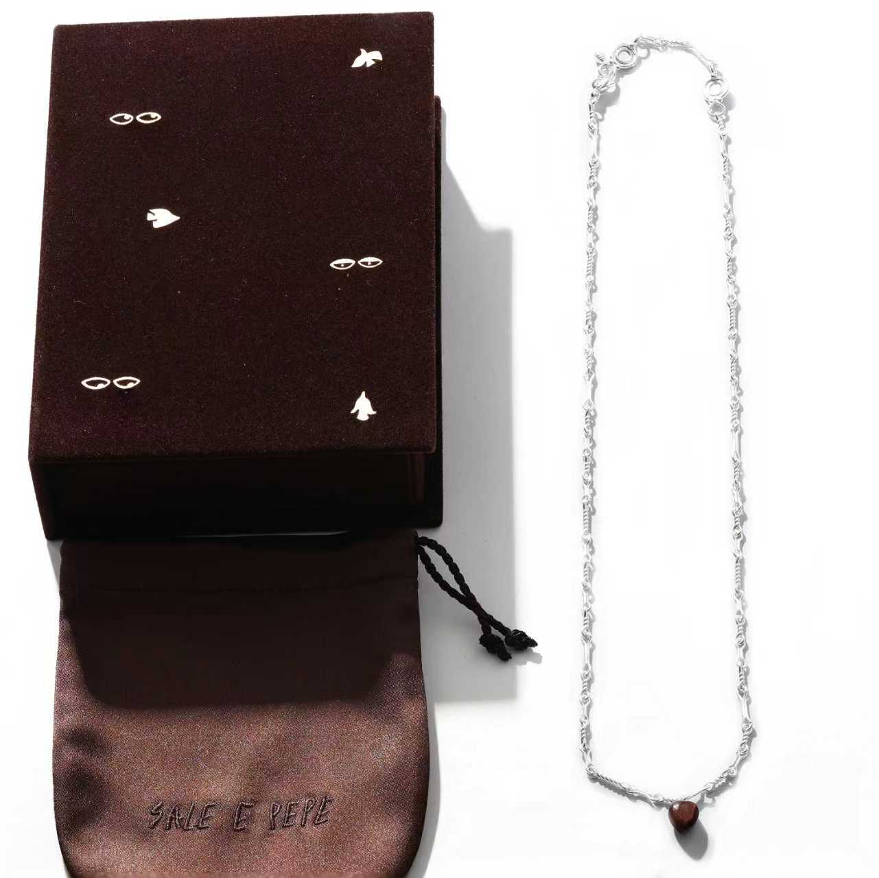 Vintage Red Tiger's Eye Heart Pendant Necklace - floysun