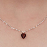 Vintage Red Tiger's Eye Heart Pendant Necklace - floysun