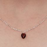 Vintage Red Tiger's Eye Heart Pendant Necklace - floysun