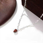 Vintage Red Tiger's Eye Heart Pendant Necklace - floysun
