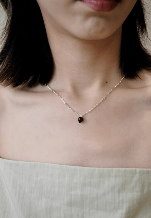Vintage Red Tiger's Eye Heart Pendant Necklace - floysun