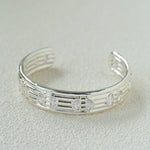 Vintage Ribbed Cubic Zirconia Open Cuff Bracelet - floysun