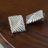Vintage Ribbed Rectangular Statement Earrings - floysun