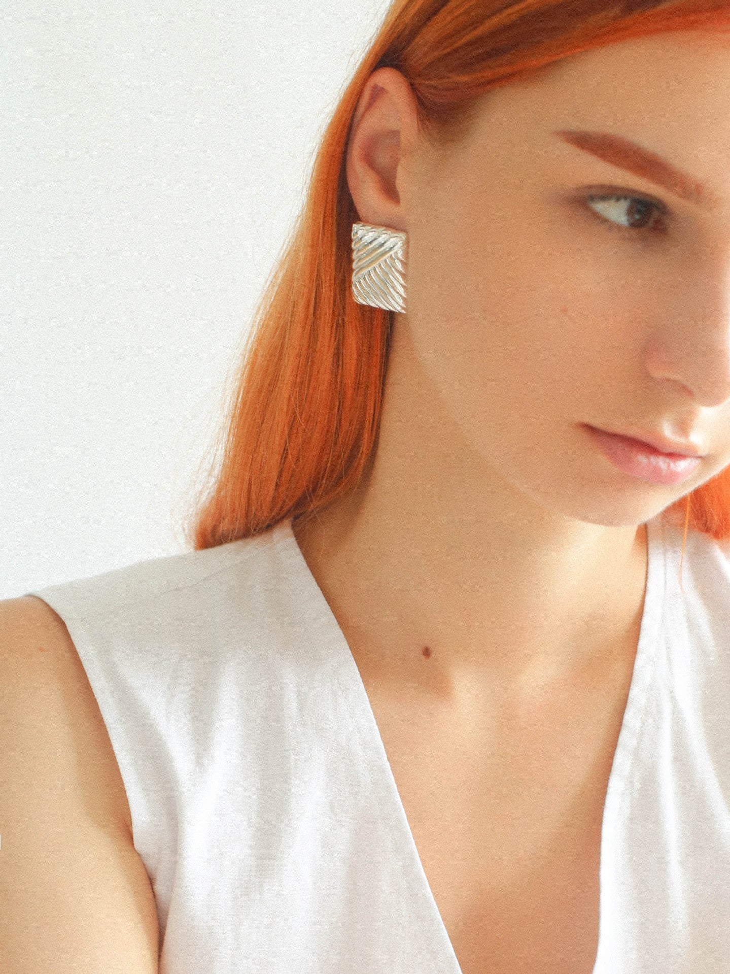Vintage Ribbed Rectangular Statement Earrings - floysun
