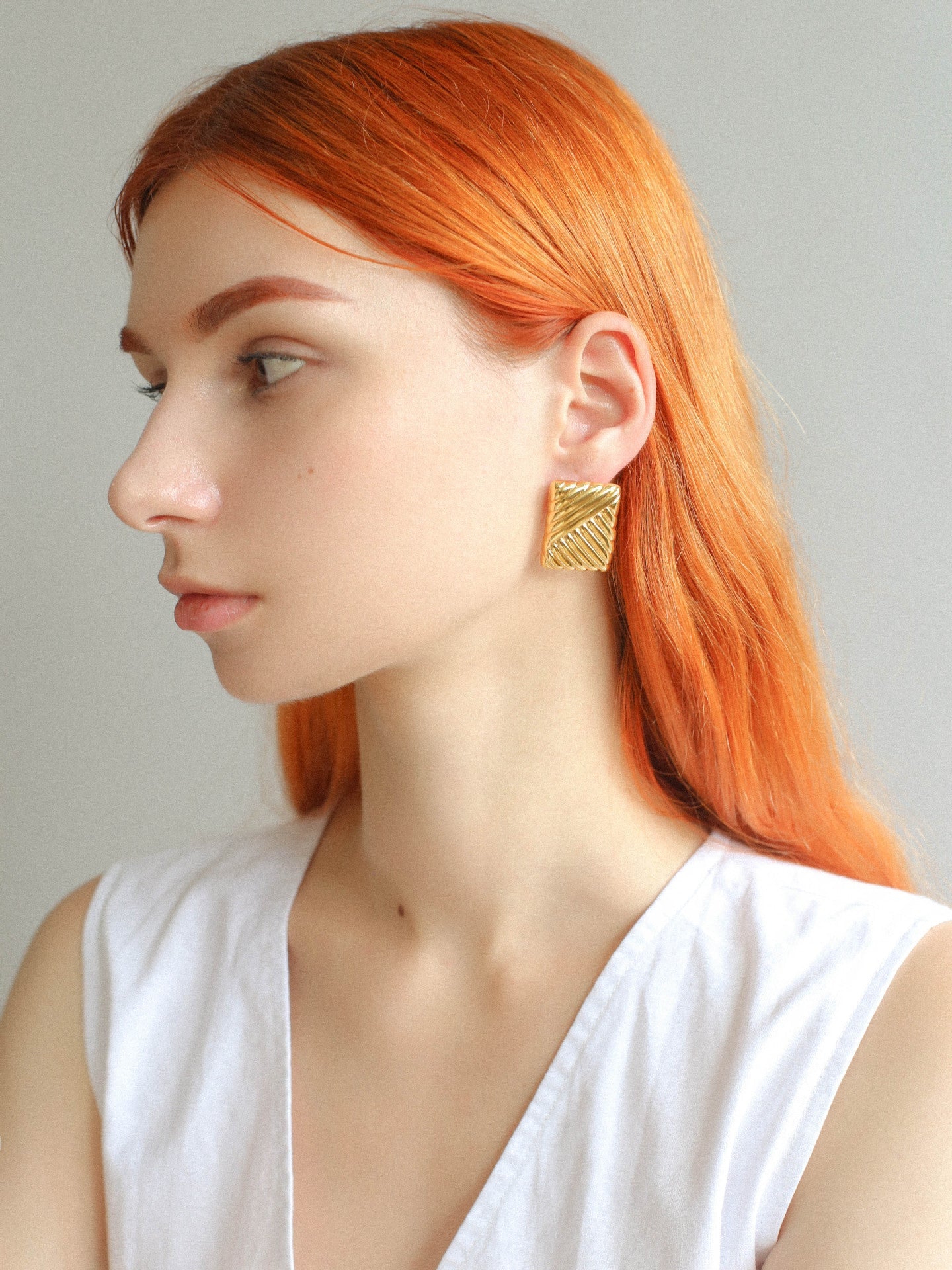 Vintage Ribbed Rectangular Statement Earrings - floysun