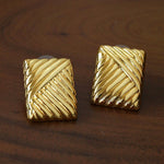 Vintage Ribbed Rectangular Statement Earrings - floysun