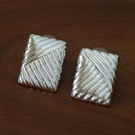Vintage Ribbed Rectangular Statement Earrings - floysun