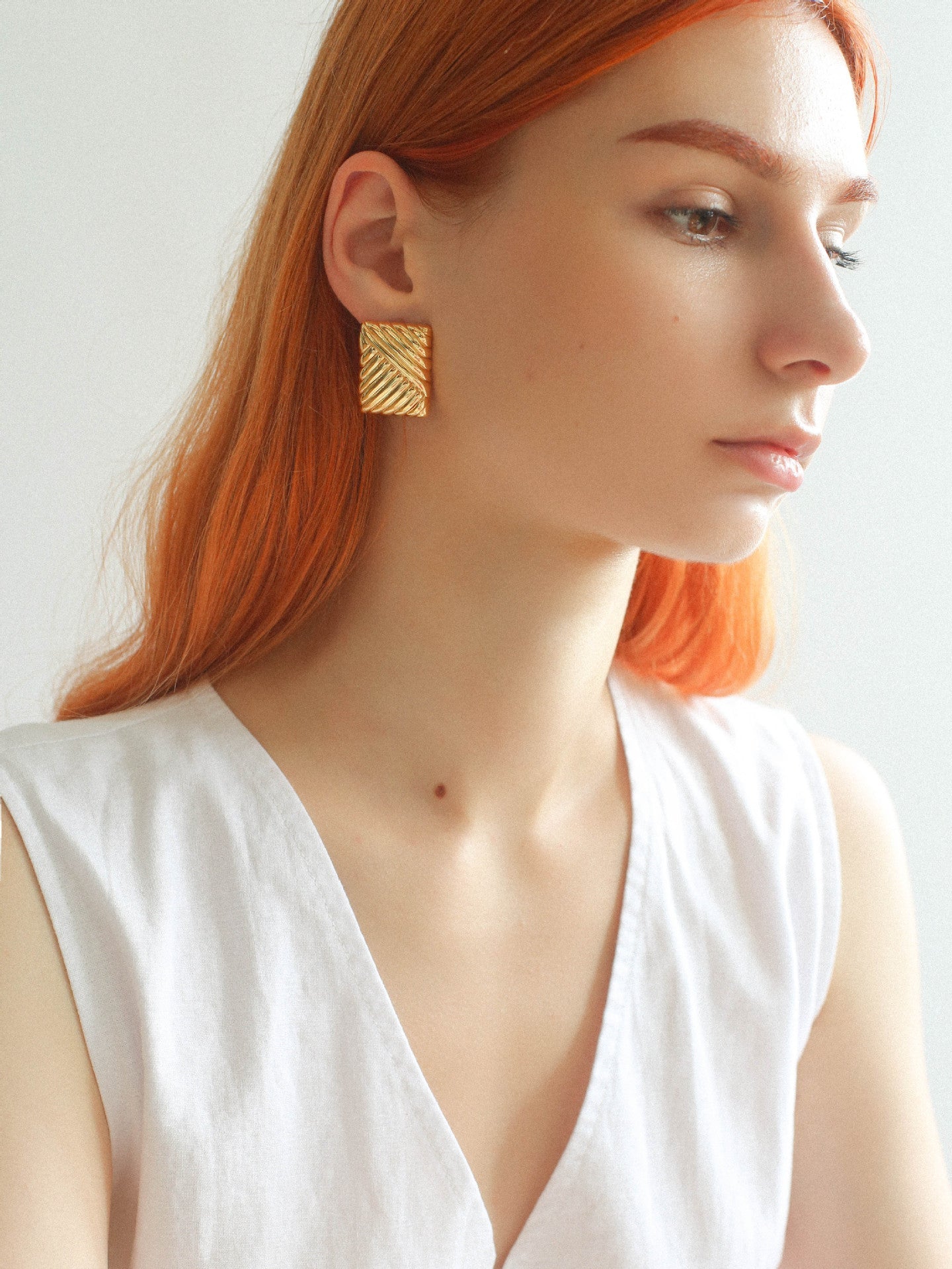 Vintage Ribbed Rectangular Statement Earrings - floysun