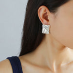 Vintage Ribbed Rectangular Statement Earrings - floysun