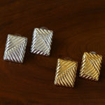 Vintage Ribbed Rectangular Statement Earrings - floysun