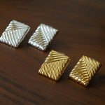 Vintage Ribbed Rectangular Statement Earrings - floysun