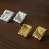 Vintage Ribbed Rectangular Statement Earrings - floysun