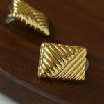 Vintage Ribbed Rectangular Statement Earrings - floysun