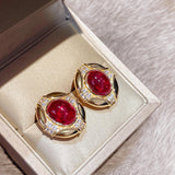 Vintage Ruby Royale Set – Stud Earrings - floysun