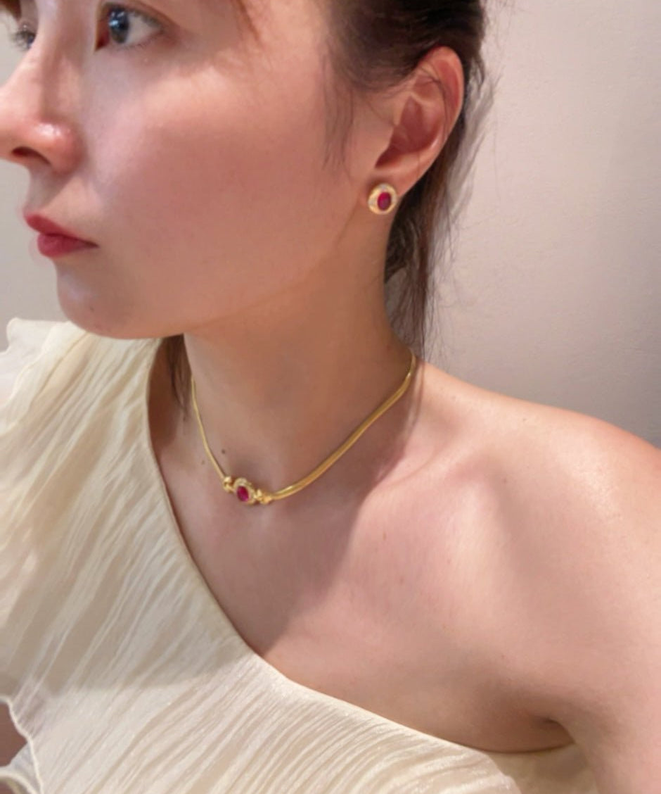 Vintage Ruby Royale Set – Stud Earrings - floysun
