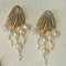 Vintage Sculptural Shell Freshwater Pearl Tassel Earrings - floysun