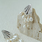 Vintage Sculptural Shell Freshwater Pearl Tassel Earrings - floysun