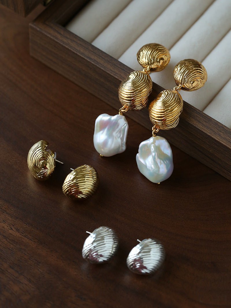 Vintage Shell Pearl Earrings | Baroque Statement Earrings - floysun